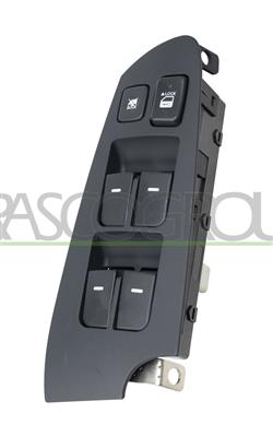 PULSANTIERA ALZACRISTALLO PORTA ANTERIORE SINISTRA-NERA-4 INTERRUTTORI-14 PINS — ricambio carrozzeria KIA Cerato — Cod. KI522WS04 — Apa Ricambi